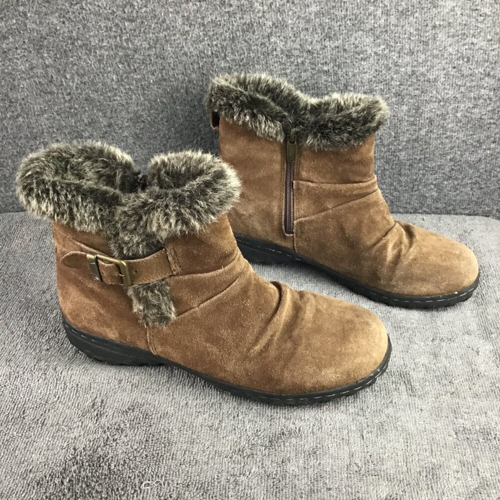 Khombu Leather Faux Fur Ankle‎ Boot Bootie Size 8M Brown